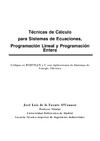 OConnor J.  Tecnicas de calculo para Sistemas de Ecuaciones, Programacion Lineal y Programacion Entera