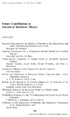 Future Contributions to Journal of Statistical Physics