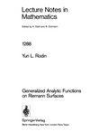 Rodin Y.L.  Generalized Analytic Functions on Riemann Surfaces