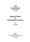 Venkov A.  Spectral Theory of Automorphic Functions (Proceedings of the Steklov Institute of Mathematics)