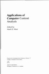 West M.  Applications of Computer Content Analysis (Progress in Communication Sciences, V. 17)