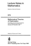 Cecconi J.P., Zolezzi T.  Mathematical Theories of Optimization