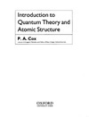 Cox P.  Introduction to Quantum Theory and Atomic Structure (Oxford Chemistry Primers, 37)