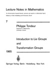 Tondeur P.  Introduction to Lie groups and transformation groups