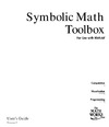 MathWorks  Symbolic math toolbox for use with MATLAB - user's guide