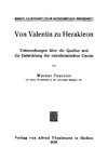 Werner Foerste  Untersuchungen &#252;ber die Quellen und die Entwicklung der valentinianischen Gnosis