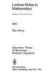 Henry D.  Geometric Theory of Semilinear Parabolic Equations