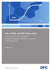 0  List of MAK and BAT Values 2013: Maximum Concentrations and Biological Tolerance Values at the Workplace