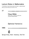 Muller C.  Spherical Harmonics. Lecture Notes in Mathematics. No. 17