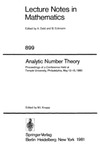 Knopp M.  Analytic number theory. Proceedings conference, Temple Univ., Philadelphia, 1980