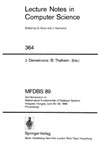 Demetrovics J., Thalheim B.  Mathematical Fundamentals of Database Systems, MFDBS 89. 2 conf.