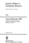 Nickel K.  Interval mathematics 1985 Proc. Freiburg