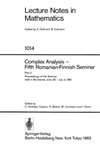 Cazacu C., Boboc N., Jurchescu M.  Complex Analysis-5th Romanian-Finnish Seminar