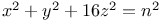 $x^{2}+y^{2}+16z^{2}=n^{2}$