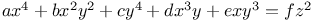 $ax^{4}+bx^{2}y^{2}+cy^{4}+dx^{3}y+exy^{3}=fz^{2}$