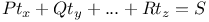 $Pt_{x}+Qt_{y}+...+Rt_{z}=S$