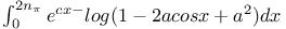 $\int^{2n_{\pi}}_{0}e^{cx-}log(1-2a cos x+a^{2})dx$