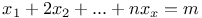 $x_{1}+2x_{2}+...+nx_{x}=m$